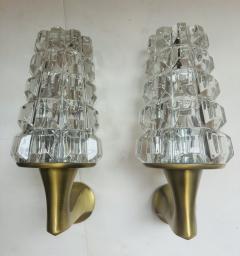  OTHR Pair of 1970s French Crystal Othr Mid Century Wall Lamps - 3871487