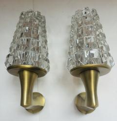  OTHR Pair of 1970s French Crystal Othr Mid Century Wall Lamps - 3871488