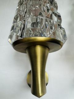  OTHR Pair of 1970s French Crystal Othr Mid Century Wall Lamps - 3871493