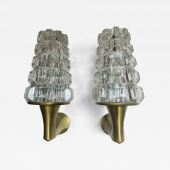  OTHR Pair of 1970s French Crystal Othr Mid Century Wall Lamps - 3874074