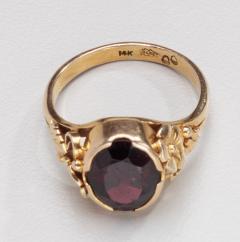  Oakes Studio American Arts Crafts 14kt YG Ring w Garnet by Susan Oakes of the Oakes Studio - 4375690