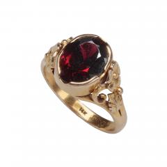  Oakes Studio American Arts Crafts 14kt YG Ring w Garnet by Susan Oakes of the Oakes Studio - 4379135