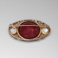  Oakes Studio Oakes Studio Brooch in 14kt Gold with Hessonite Garnet and Pearls - 1577463