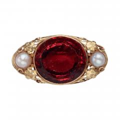  Oakes Studio Oakes Studio Brooch in 14kt Gold with Hessonite Garnet and Pearls - 1579228