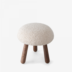  Object Refinery Wooly Ottoman in Natural Faux Lambswool Walnut by Object Refinery - 3227986