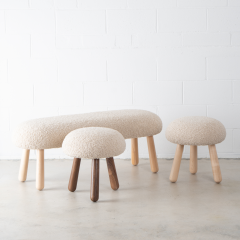  Object Refinery Wooly Ottoman in Natural Faux Lambswool Walnut by Object Refinery - 3227992