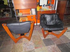  Odd Knutsen Pair of Luna Black Leather Sling Chairs with Ottoman Odd Knutsen Norway - 1674065