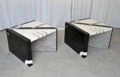  Oggetti Pair of Postmodern Tessellated Stone Side Tables - 609795