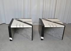  Oggetti Pair of Postmodern Tessellated Stone Side Tables - 609797