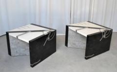  Oggetti Pair of Postmodern Tessellated Stone Side Tables - 609801
