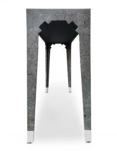  Oggetti Signed Oggetti Inlaid Marble Mosaic Pattern Wall Mirror and Narrow Console Table - 3080463