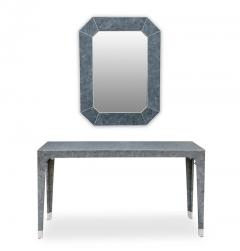  Oggetti Signed Oggetti Inlaid Marble Mosaic Pattern Wall Mirror and Narrow Console Table - 3080515