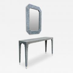  Oggetti Signed Oggetti Inlaid Marble Mosaic Pattern Wall Mirror and Narrow Console Table - 3082770