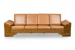  Old Hickory Furniture Co Rustic Old Hickory Wood and Tan Leather Settee - 4272373