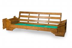  Old Hickory Furniture Co Rustic Old Hickory Wood and Tan Leather Settee - 4272377