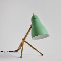 Giuseppe Ostuni - 1960s Giuseppe Ostuni Green Metal and Brass Table Lamp  for O-Luce