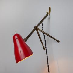  Oluce 1950s Giuseppe Ostuni Ochetta Red Brass Wall or Table Lamp for O Luce - 3162850