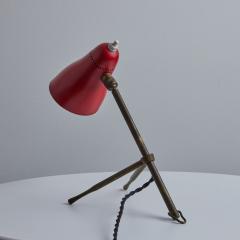  Oluce 1950s Giuseppe Ostuni Ochetta Red Brass Wall or Table Lamp for O Luce - 3162858