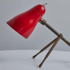  Oluce 1950s Giuseppe Ostuni Ochetta Red Brass Wall or Table Lamp for O Luce - 3162860