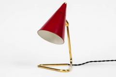  Oluce 1950s Giuseppe Ostuni Red Cone Table Lamp for Oluce - 2570664