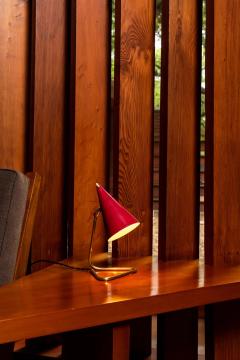  Oluce 1950s Giuseppe Ostuni Red Cone Table Lamp for Oluce - 2570671
