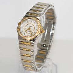 Omega 18k Stainless Steel Omega Watch Diamond Dial Bezel MOP Quartz - 4486635