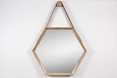  Orange Furniture BEVERLY OAK AND LEATHER HEXAGON MIRROR CERUSED - 1202064