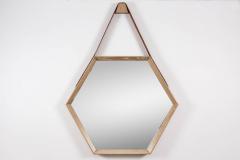  Orange Furniture BEVERLY OAK AND LEATHER HEXAGON MIRROR CERUSED - 1202064