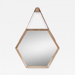  Orange Furniture BEVERLY OAK AND LEATHER HEXAGON MIRROR CERUSED - 1203534