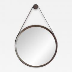  Orange Furniture BEVERLY OAK AND LEATHER ROUND MIRROR STONE GREY - 1210550