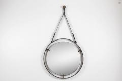  Orange Furniture Circular Metal and Leather Mirror - 386515