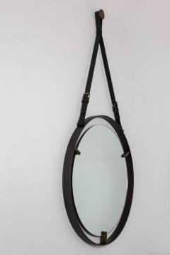  Orange Furniture Circular Metal and Leather Mirror - 386516