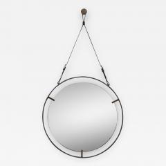  Orange Furniture Circular Metal and Leather Mirror - 390086