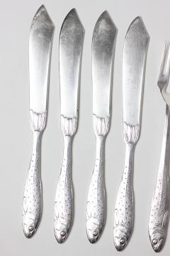  Orivit AG Orivit Jugendstil Silver Plated Flatware Fish Set for Four 1900 Germany - 2217989