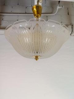  Orrefors Large Swedish Orrefors Textured Glass Ceiling Fixture - 2405031