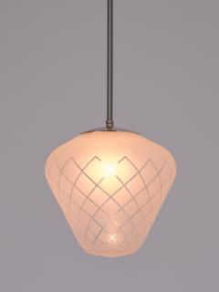  Orrefors Orrefors Pendant in Etched Diagonal Checkered Glass Swedish Modern 1950s - 4060824