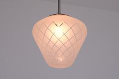  Orrefors Orrefors Pendant in Etched Diagonal Checkered Glass Swedish Modern 1950s - 4060826