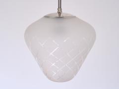  Orrefors Orrefors Pendant in Etched Diagonal Checkered Glass Swedish Modern 1950s - 4060827