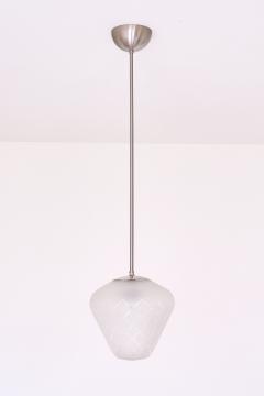  Orrefors Orrefors Pendant in Etched Diagonal Checkered Glass Swedish Modern 1950s - 4060829