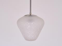  Orrefors Orrefors Pendant in Etched Diagonal Checkered Glass Swedish Modern 1950s - 4060831