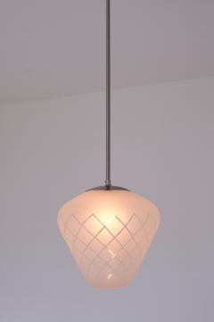  Orrefors Orrefors Pendant in Etched Diagonal Checkered Glass Swedish Modern 1950s - 4060833