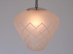  Orrefors Orrefors Pendant in Etched Diagonal Checkered Glass Swedish Modern 1950s - 4060835