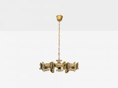  Orrefors Orrefors Scandinavian Modern Brass Glass Chandelier Sweden 1960s - 4214519