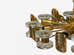  Orrefors Orrefors Scandinavian Modern Brass Glass Chandelier Sweden 1960s - 4214521