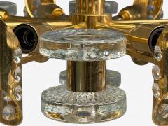  Orrefors Orrefors Scandinavian Modern Brass Glass Chandelier Sweden 1960s - 4214523