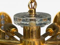  Orrefors Orrefors Scandinavian Modern Brass Glass Chandelier Sweden 1960s - 4214524