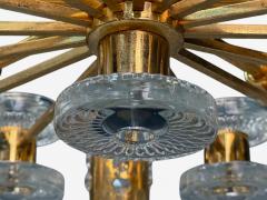  Orrefors Orrefors Scandinavian Modern Brass Glass Chandelier Sweden 1960s - 4214525