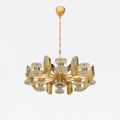  Orrefors Orrefors Scandinavian Modern Brass Glass Chandelier Sweden 1960s - 4217354