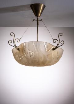  Orrefors Orrefors pendant with decorated glass and scrolled brass elements - 1975302