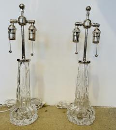  Orrefors Pair of 1950s Swedish Crystal Orrefors Carl Fagerlund Clear Table Lamps - 3714737